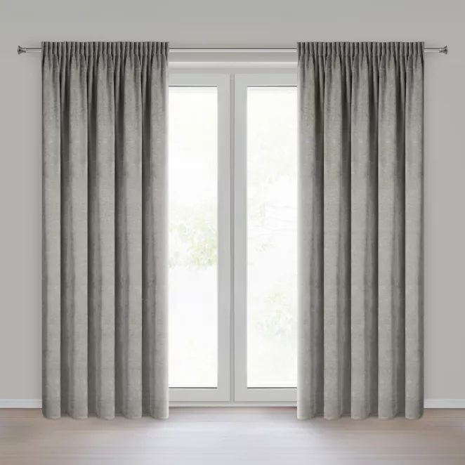 Zasłona  beżowa o szenilowej strukturze 140x270 cm taśma - NESKA Eurofirany