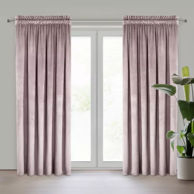 Zasłona pudrowo różowa z matowego welwetu 140x270 cm taśma MELANIE Eurofirany