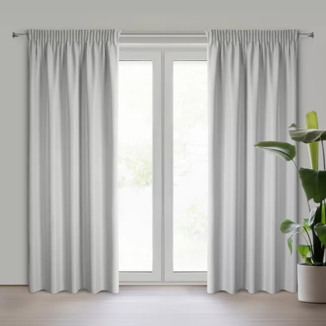 Zasłona srebrna z matowej gładkiej tkaniny 140x270 cm taśma RITA Eurofirany