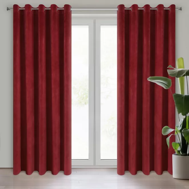 Zasłona ciemnobordowa z ekskluzywnego matowego welwetu 140x250 cm przelotka VILLA Eurofirany
