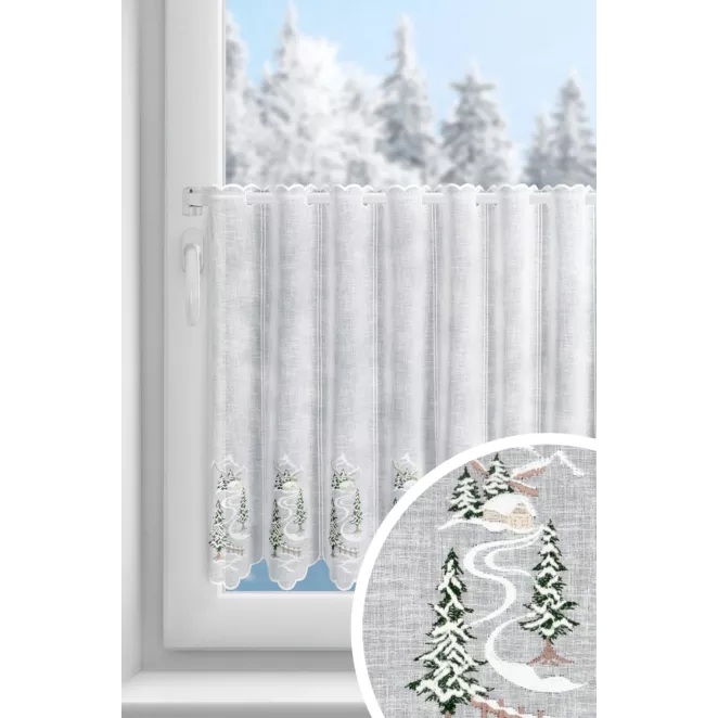 Tkanina firanowa zazdrostka z świątecznym haftem