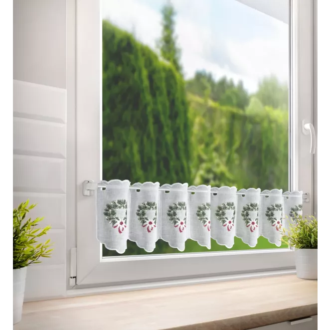 Tkanina firanowa zazdrostka z haftem świątecznym Eurofirany