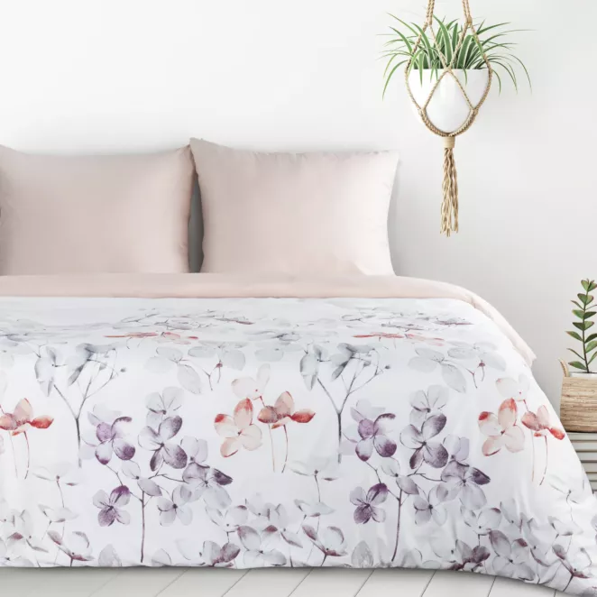 Pościel 140x200 cm kolor biało, pudrowy z motywem kwiatów VERONO7 design 91 Eurofirany