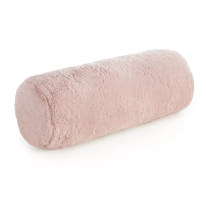 Poduszka wałek 15x45 cm pudrowa z miękkiej futrzanej tkaniny  NINA Eurofirany