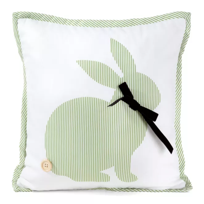 Wielkanocna poszewka na poduszkę 45x45 cm z ozdobną aplikacją biały, jasnozielony WIOSNA 137 Eurofirany