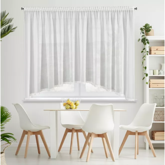 Firana biała z ozdobną koronką 400x150 cm taśmie - CANDY Eurofirany