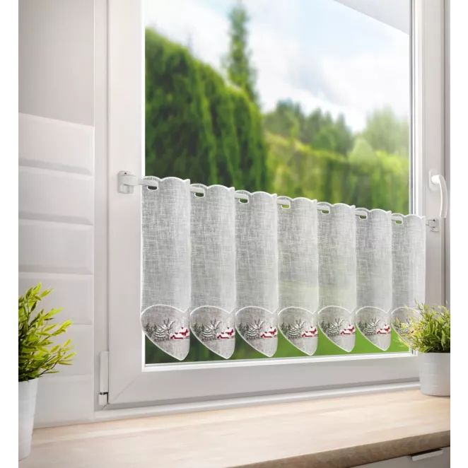 Tkanina firanowa zazdrostka z świątecznym haftem