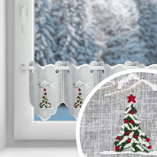 Tkanina firanowa zazdrostka z świątecznym haftem Eurofirany