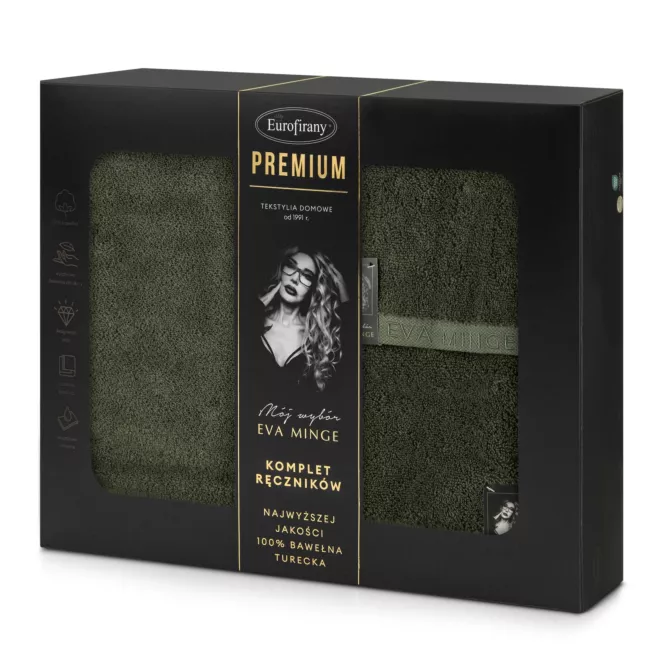 Zestaw ręczników bawełnianych 3 szt kolor ciemnooliwkowy 550 g/m2 VENUS Eva Minge Eurofirany