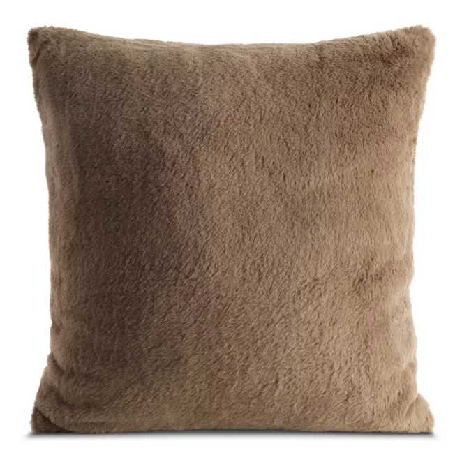 Poszewka na poduszkę 60x60 cm beżowa z miękkiej futrzanej tkaniny NINA Eurofirany