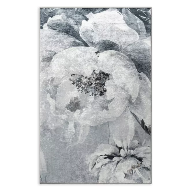 Dywan 50x80 cm jasnoszaro, srebrny z motywem kwiatów LOTUS 4 Eurofirany