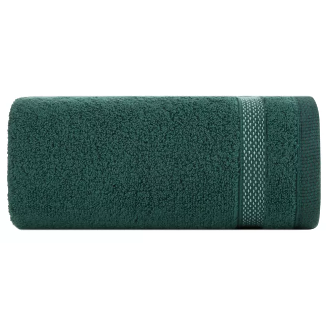 Ręcznik do rąk 30x50 cm bawełniany kolor ciemnozielony zero twist z bordiurą w paski 400 g/m2 RIKI Eurofirany