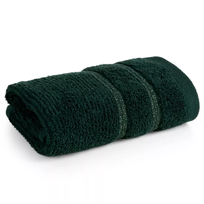Ręcznik do rąk 30x50 cm bawełniany kolor ciemnozielony w błyszczące paseczki AMIRA Eurofirany