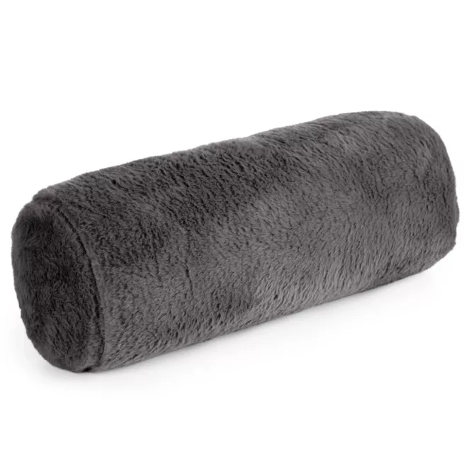 Poduszka wałek 15x45 cm stalowa z miękkiej futrzanej tkaniny  NINA Eurofirany