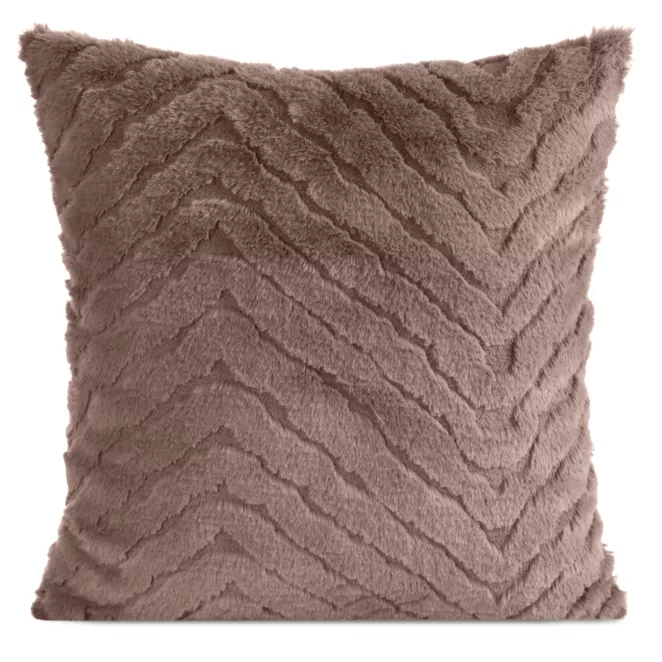 Poszewka na poduszkę 45x45 cm ciemnobeżowa futrzana z wytłaczanym wzorem KATE Eurofirany