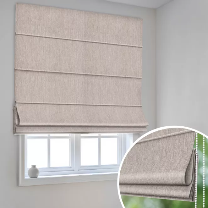 Roleta rzymska beżowa z miękkiej tkaniny z efektem melanżu