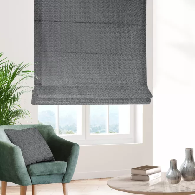 Roleta rzymska szara z tkaniny w drobny połyskliwy wzór