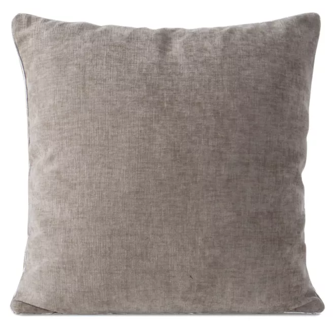 Poszewka na poduszkę 45x45 cm beżowa z szenilowej tkaniny zdobiona lamówką MARY Eurofirany