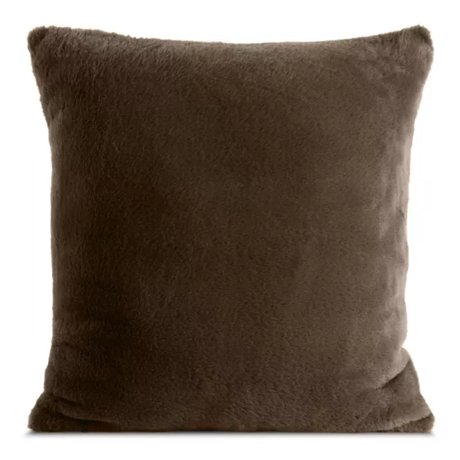 Poszewka na poduszkę 45x45 cm ciemnobrązowa z miękkiej futrzanej tkaniny NINA Eurofirany