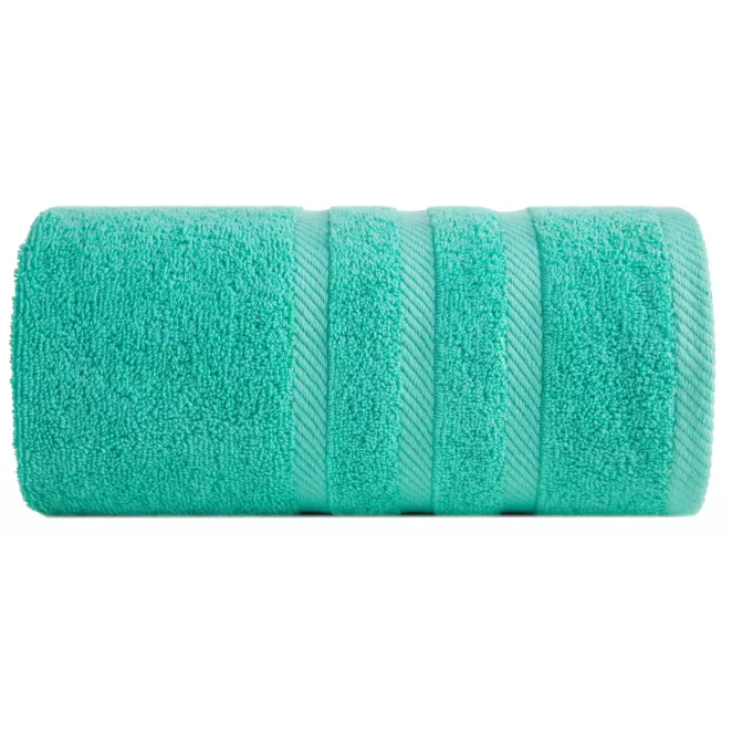 Ręcznik kąpielowy 100x150 cm bawełniany kolor miętowy z ozdobną bordiurą 500 g/m2 MILO Eurofirany