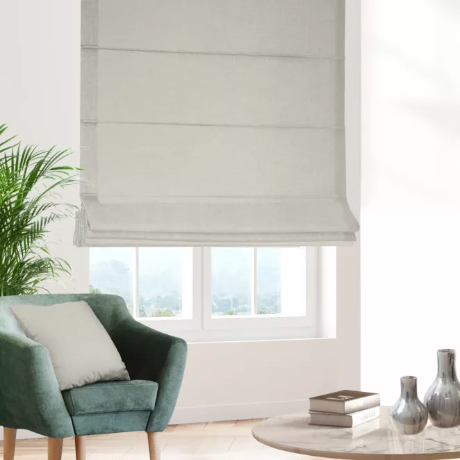 Roleta rzymska naturalna z tkaniny szenilowej z efektem melanżu