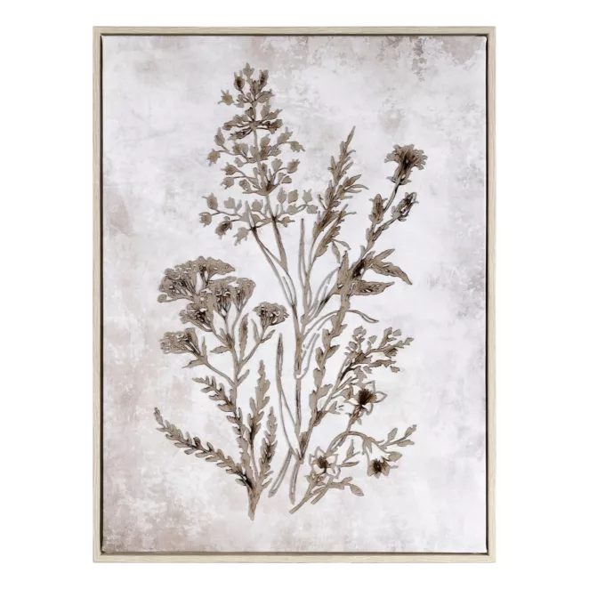 Obraz beżowo, brązowy nadruk na płótnie z motywem roślinnym 45x60 cm Eurofirany