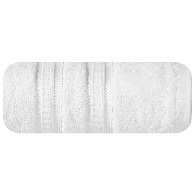 Ręcznik kąpielowy 70x140 cm bambusowy kolor biały zdobiony bordiurą w pasy 500 g/m2 MILA Eurofirany