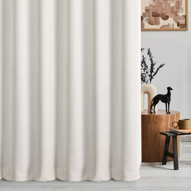 Zasłona szyta na taśmie fala naturalna z tkaniny o szenilowej strukturze