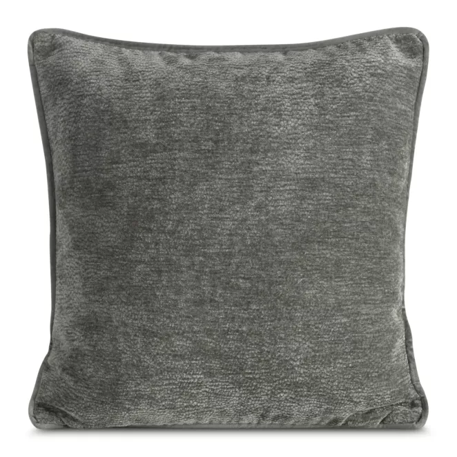 Poszewka na poduszkę 45x45 cm stalowa z szenilowej garbowanej tkaniny i wypustką na brzegach KLARA 03 Eurofirany