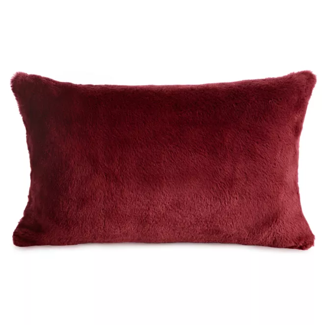Poszewka na poduszkę 30x50 cm bordowa z miękkiej futrzanej tkaniny NINA Eurofirany