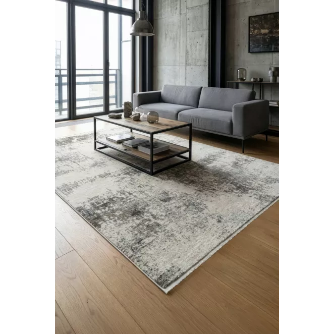 Dywan 60x100 cm kremowo, stalowy zdobiony przecieranym wzorem HAVAI3 Eurofirany