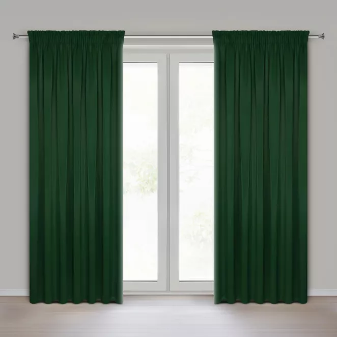 Zasłona zielona z gładkiej tkaniny zaciemniającej typu blackout 135x270 taśma PARISA Design 91 Eurofirany