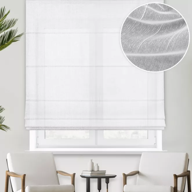 Roleta rzymska biała foto-katalityczna tkanina, oczyszczająca powietrze z substancji szkodliwych