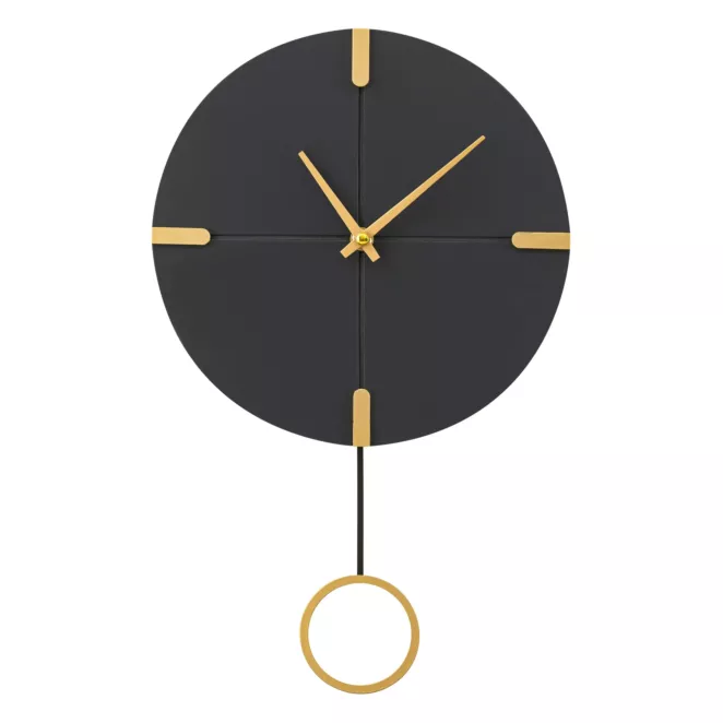 Zegar ścienny ze złotym wahadłem w stylu nowoczesnym Eurofirany