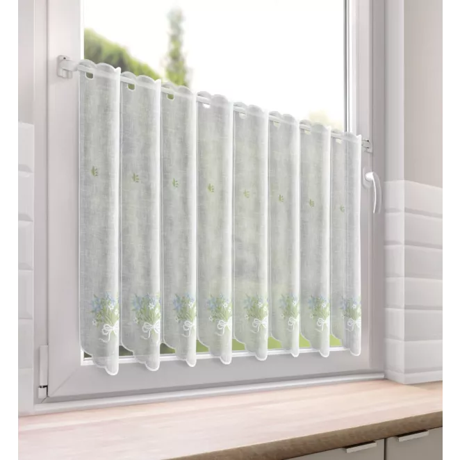 Tkanina firanowa zazdrostka z etaminy zdobiona haftem lawendy Eurofirany