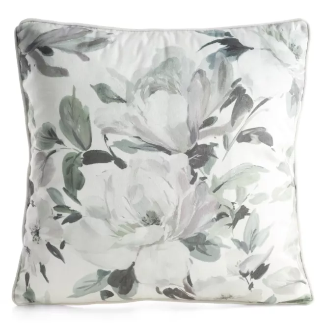 Poszewka na poduszkę 45x45 cm z welwetu biało, niebieska z motywem kwiatów - NOA Eurofirany