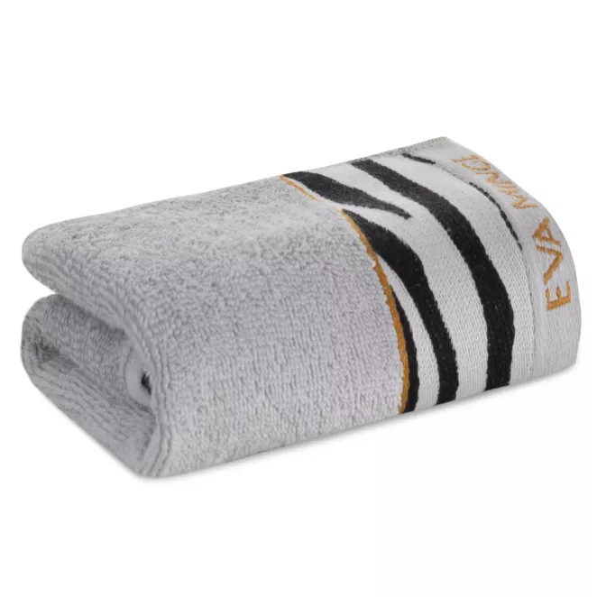Ręcznik do rąk 30x50 cm bawełniany kolor srebrny,czarny z designerską bordiurą 500 g/m2 EVA 22 Eva Minge Eurofirany