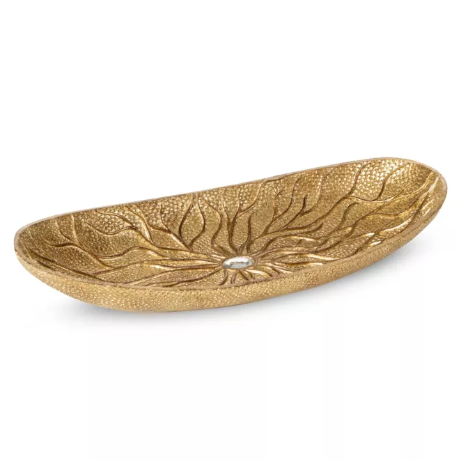 Patera dekoracyjna złota KIARA ze żłobionym wzorem i kryształem Eurofirany