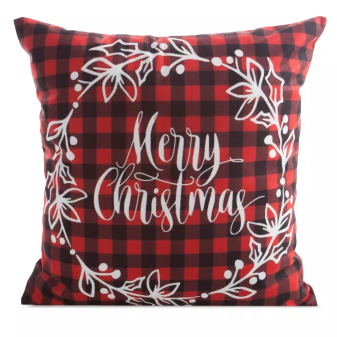 Poszewka na poduszkę 45x45 cm welwetowa czerwono, biała zdobiona świątecznym motywem  Eurofirany