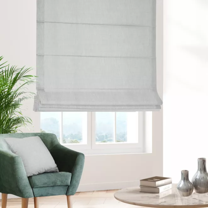 Roleta rzymska naturalna z tkaniny szenilowej o wyraźnym splocie