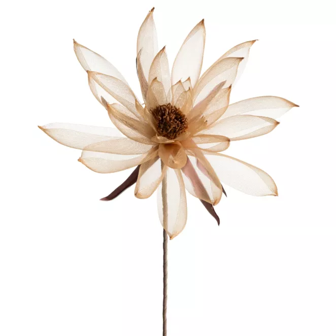 Kwiat sztuczny jasnobeżowy z organzy 65 cm Eurofirany