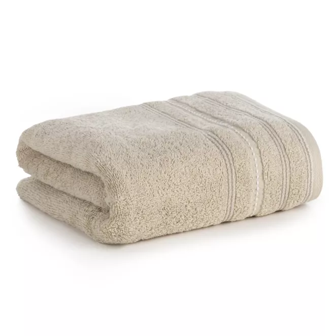 Ręcznik do rąk 30x50 cm bawełniany kolor beżowy zdobiony kontrastującymi pasami 500 g/m2 VENTO Eurofirany