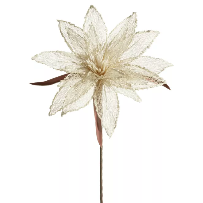 Kwiat sztuczny kremowy z siateczki 70 cm Eurofirany