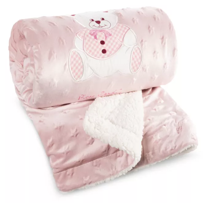 Koc dziecięcy 80x110 cm różowy z dodatkiem przyjemnej tkaniny barankowej BABY 4 Pierre Cardin Eurofirany