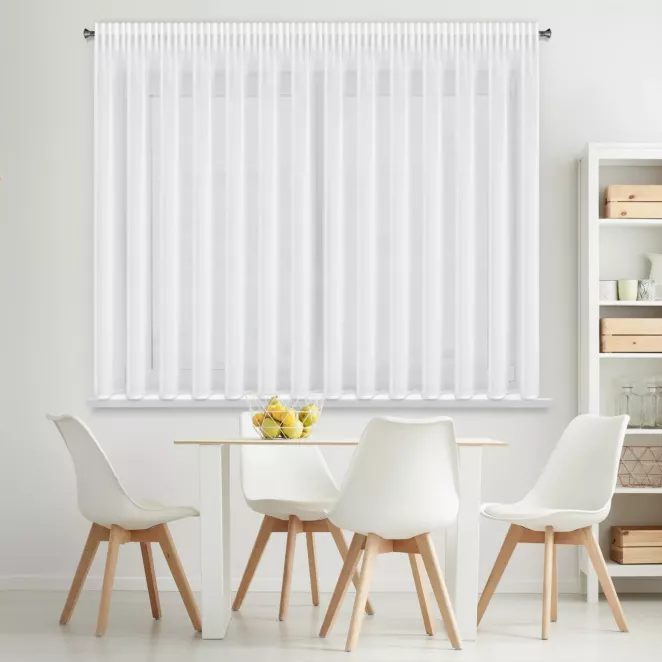 Firana biała z gładkiego szyfonu 350x150 cm taśma - DALIA Eurofirany