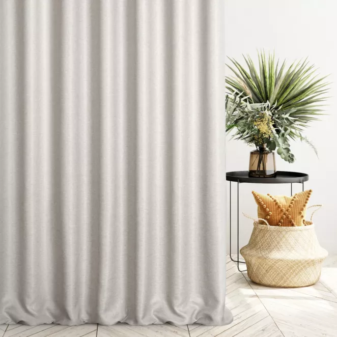 Zasłona szyta na taśmie fala beżowa z tkaniny typu dimout o średnim stopniu zaciemnienia