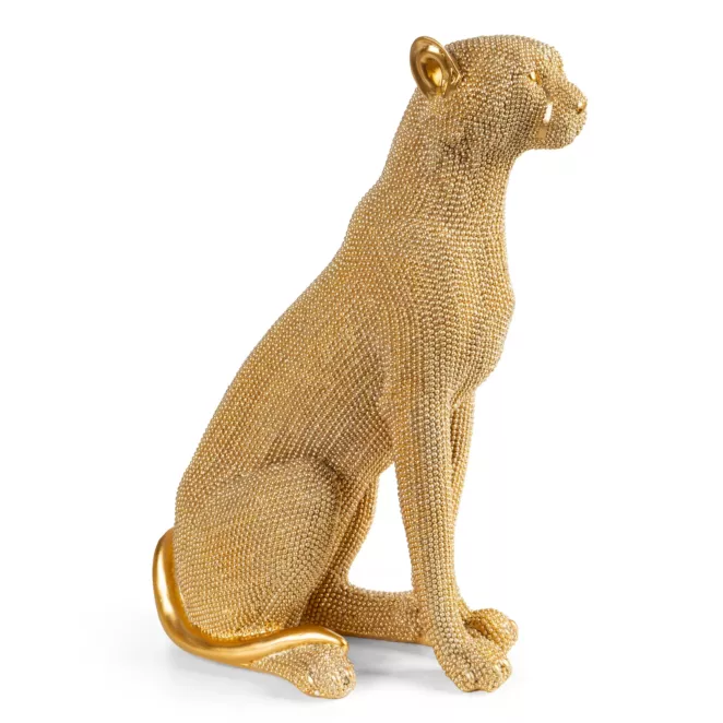 Figurka złota pantera o drobnym strukturalnym wzorze 32x16x43 cm ELDO 2 Eurofirany