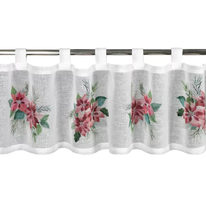 Zazdrostka świąteczna biało, czerwona zdobiona motywem gwiazd betlejemskich 150x30 cm szelki - XSMAS 3 Eurofirany