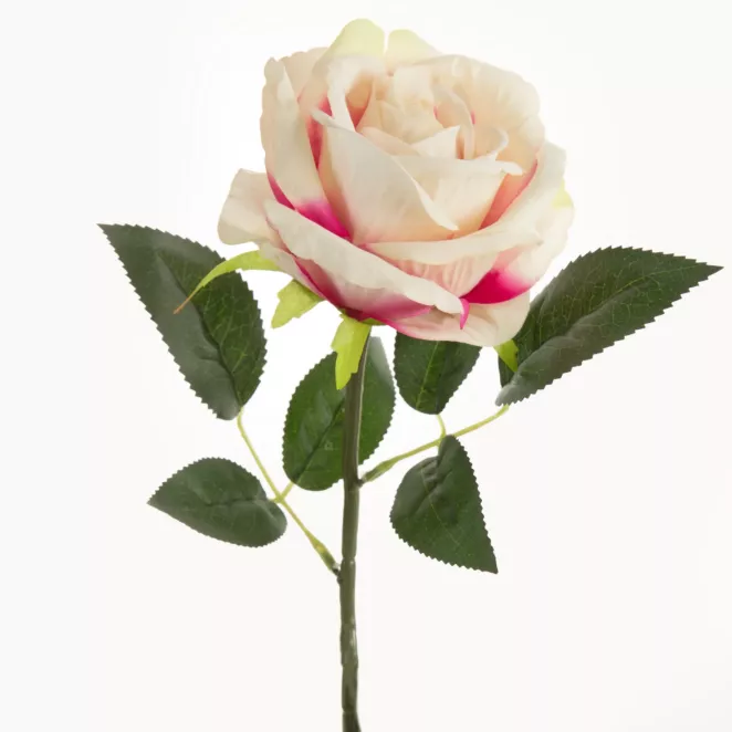 Kwiat sztuczny dekoracyjny RÓŻA  biało-różowa Eurofirany