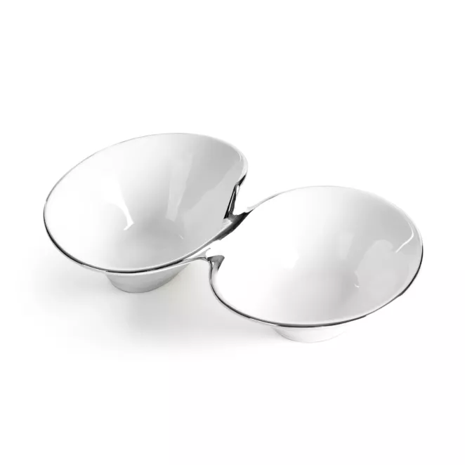 Misa dekoracyjna biało, srebrna 22x13x6 cm ELENE Eurofirany